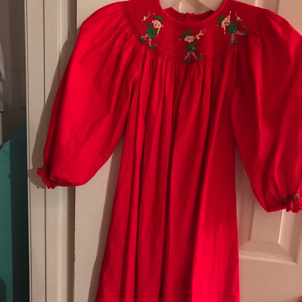 SIZE 4 RED SMOCKED ELF DRESS