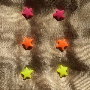 Neon star earrings