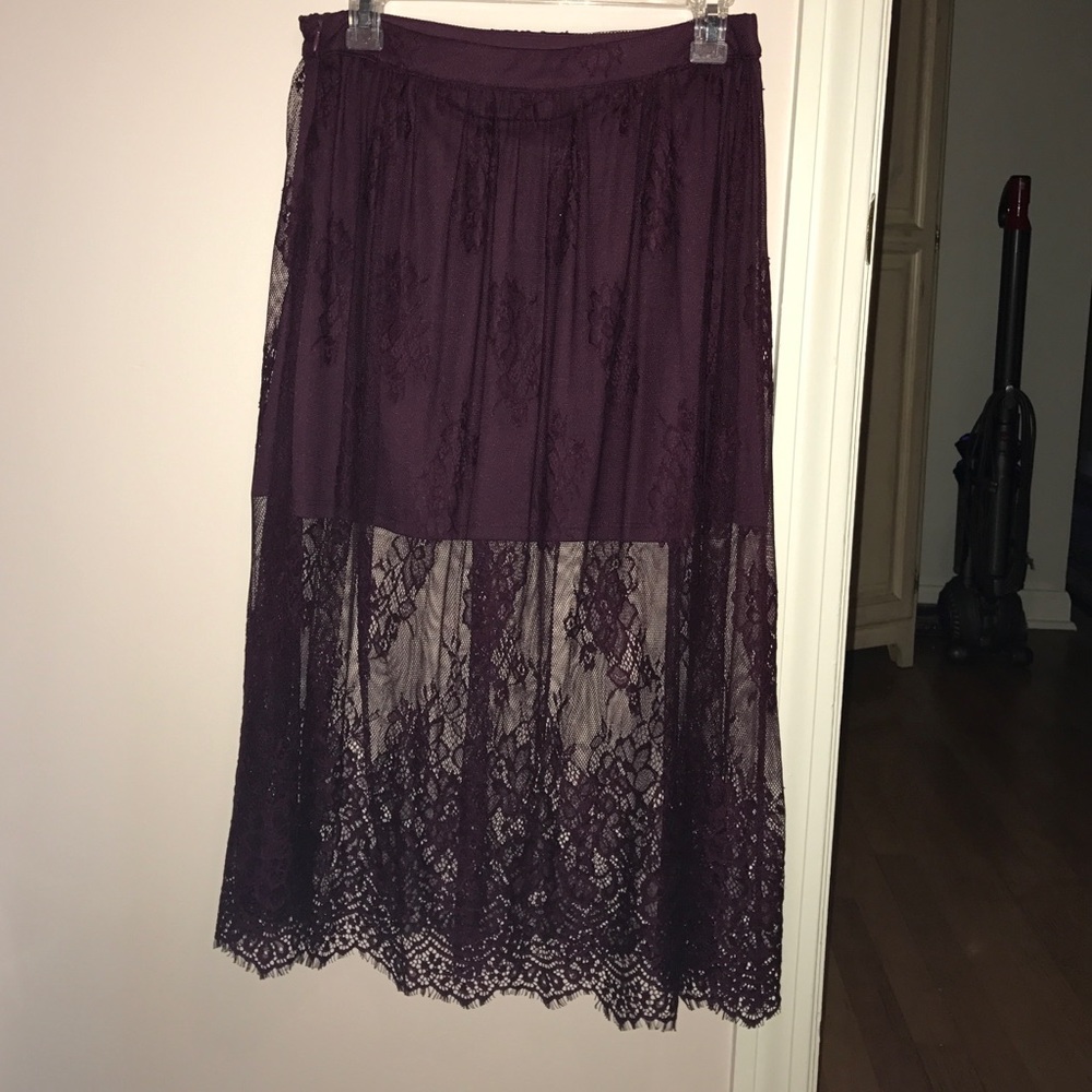 Plum skirt with a lace overlay!