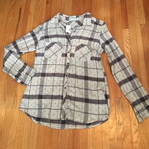 Polka-Dot Plaid long-sleeved shirt