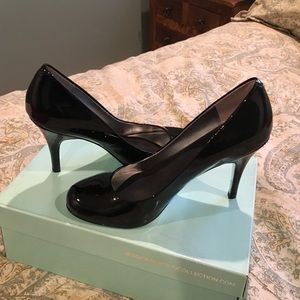 Black patent leather heels