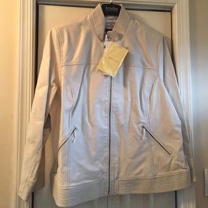Off White Leather Bradley Bayou Zipfront Jacket