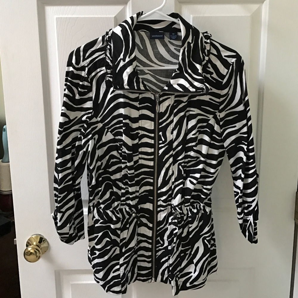 Zebra print zip-up jacket