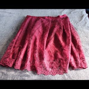 Forever21+ Plus Size Wine Lace A-Line Skirt 2X