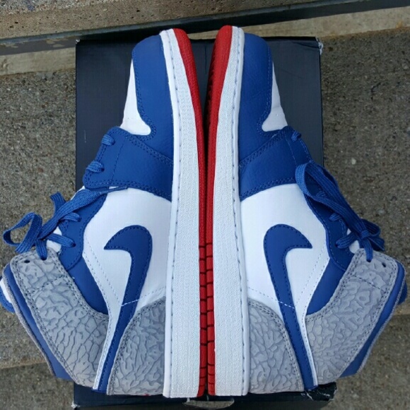 Air jordan retro 1s true blue cement rare 7y - Picture 4 of 4