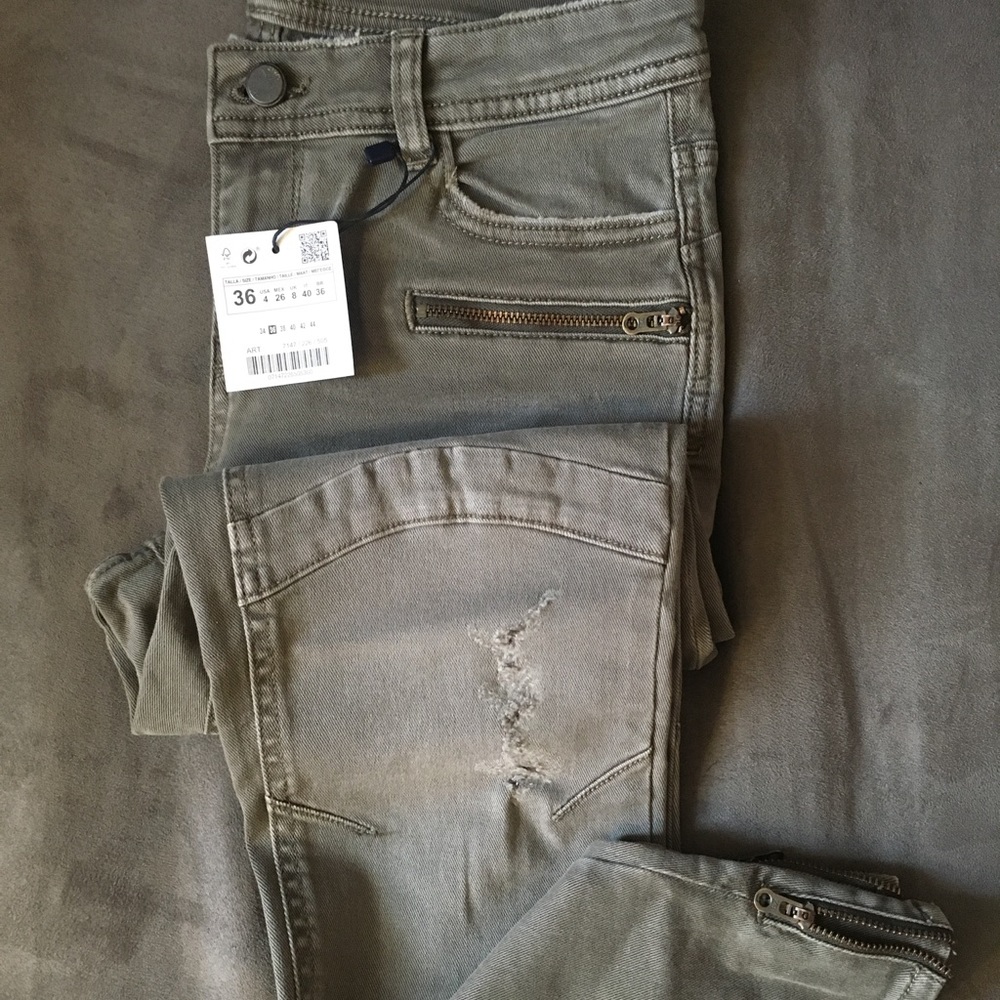 Mid rise biker trousers