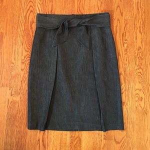 Brooks Brothers denim front tie skirt