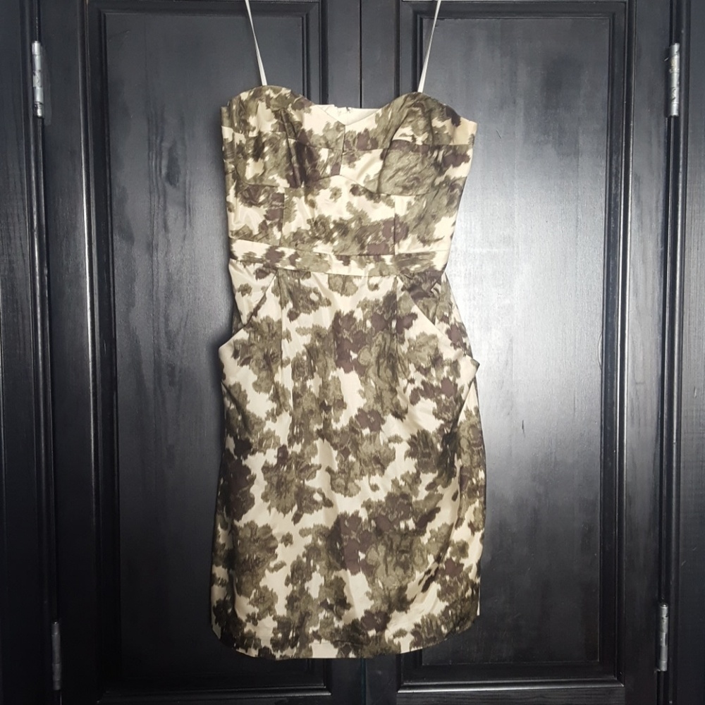J. Crew Strapless Graphic Print Silk Dress