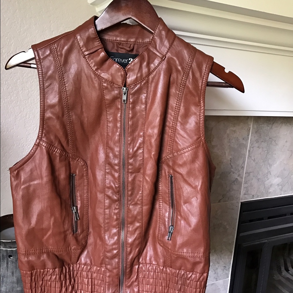 Faux leather vest