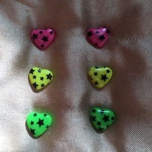 Neon heart earrings