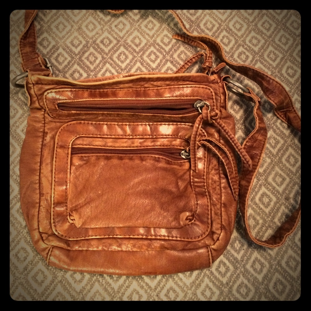 Bueno brand, brown faux leather cross body bag