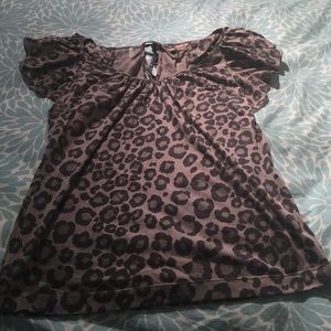 Rebecca Taylor leopard tshirt with ruffle sleeves