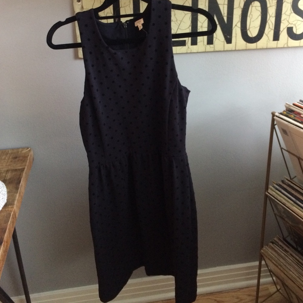 J. Crew Factory Black Dress with Black Dots