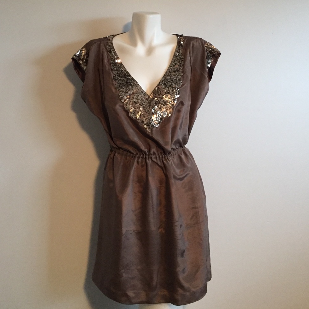 French connection silk and sequined dress in mauve