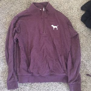 Half zip maroon PINK sweatshirt