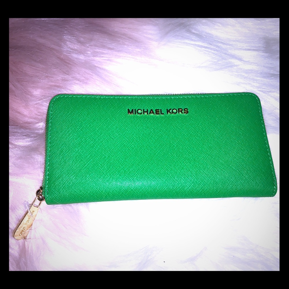 Michael Kors Green Zippered Wallet