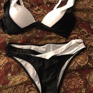Unique and sexy black and white bikini.