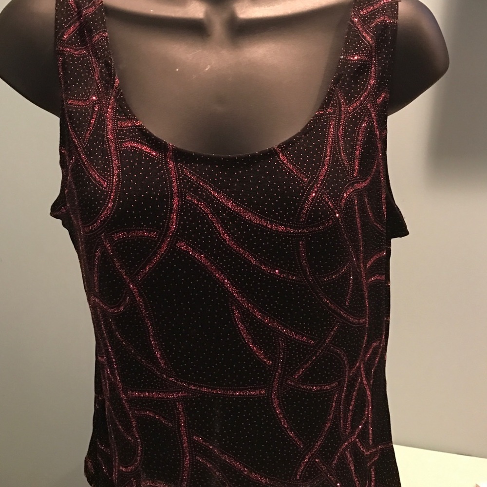 Black and pink sparkly top, nylon/spandex