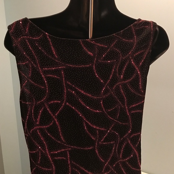 Black and pink sparkly top, nylon/spandex - Picture 2 of 4