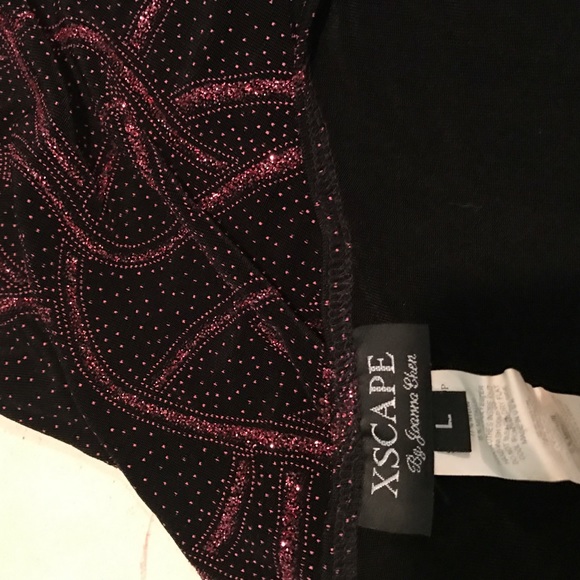 Black and pink sparkly top, nylon/spandex - Picture 3 of 4