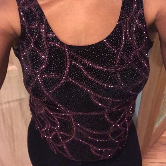 Black and pink sparkly top, nylon/spandex - Picture 4 of 4