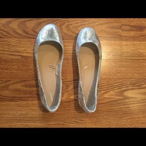 Silver ballet flats