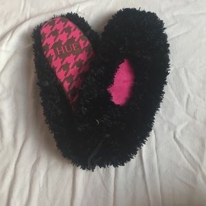 Fuzzy black slippers