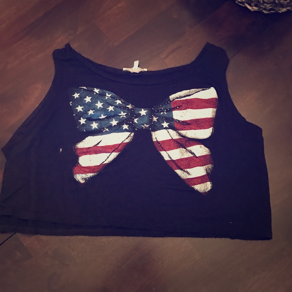 Bow American Flag Crop Top