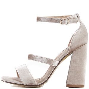 NWOT Champagne Nude Velvet Heels