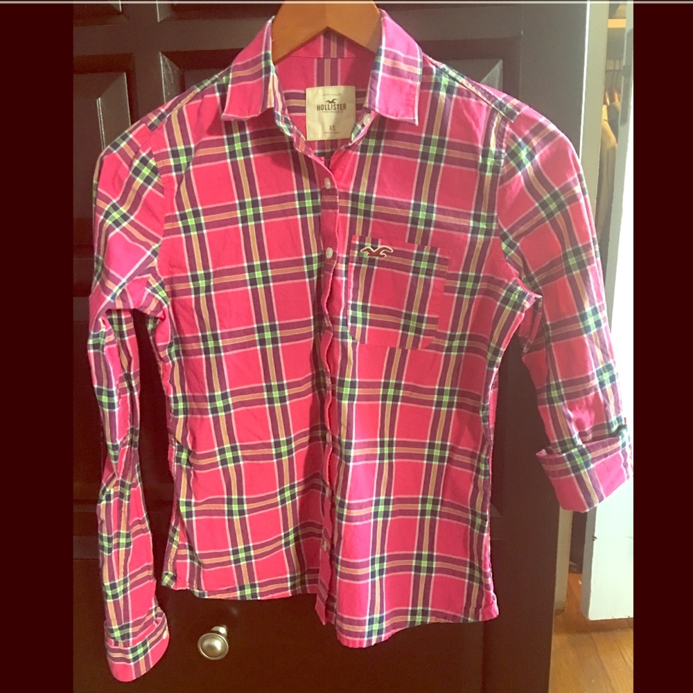 Women's XS Hollister pink button up