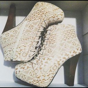 Cream Lace Booties
