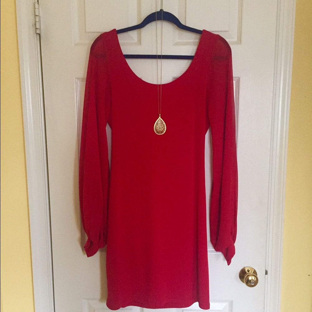 Red Open Back Dress - Picture 2 of 4