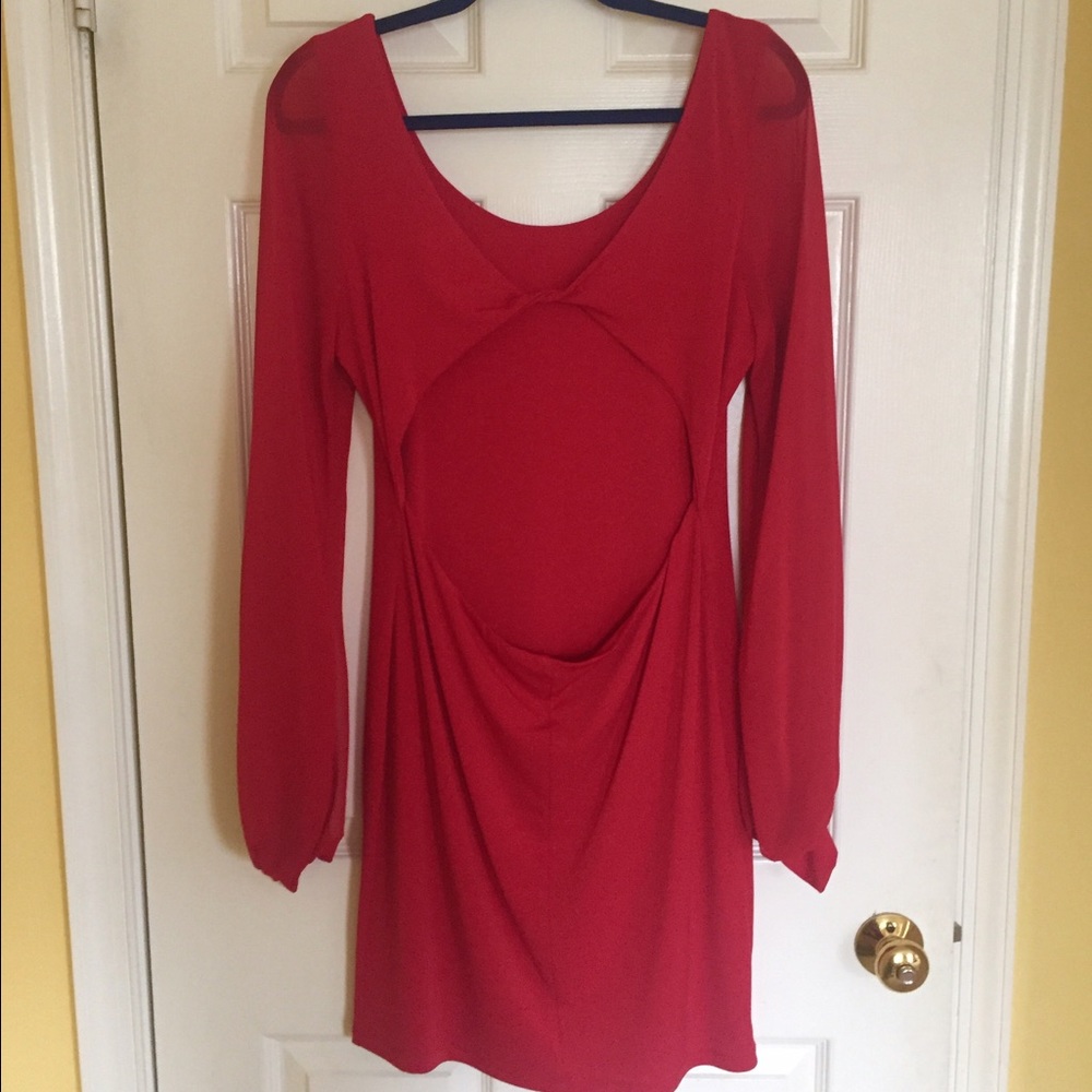 Red Open Back Dress - Picture 3 of 4