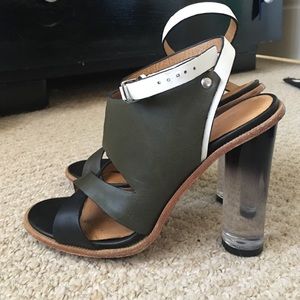 Edgy L.A.M.B leather and lucite heels