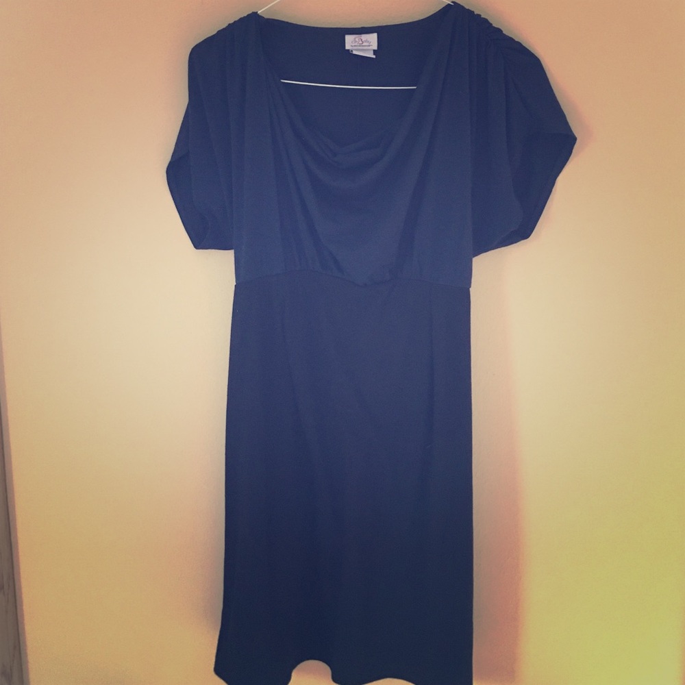 Navy and black maternity dress