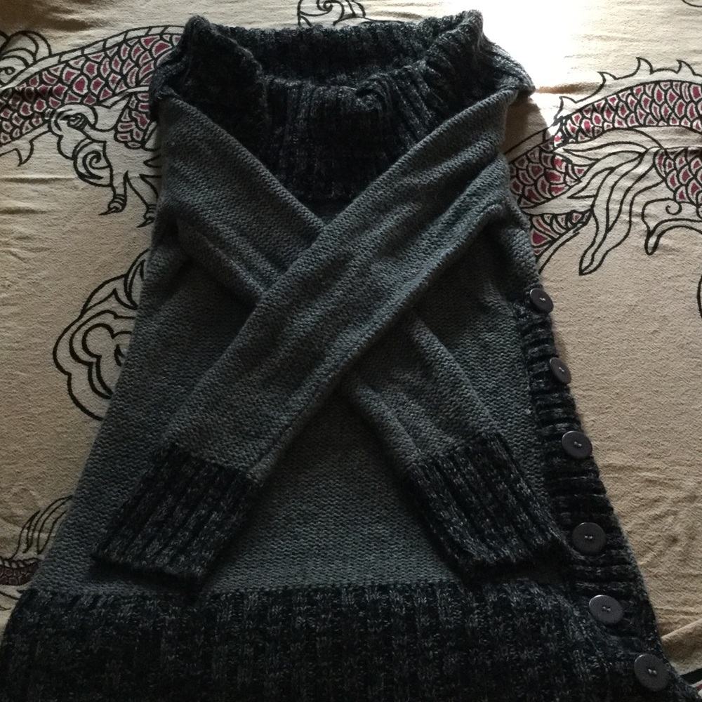 Long sleeve sweater dress off the shoulder