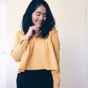 Zara blouse with peplum effect in mustard