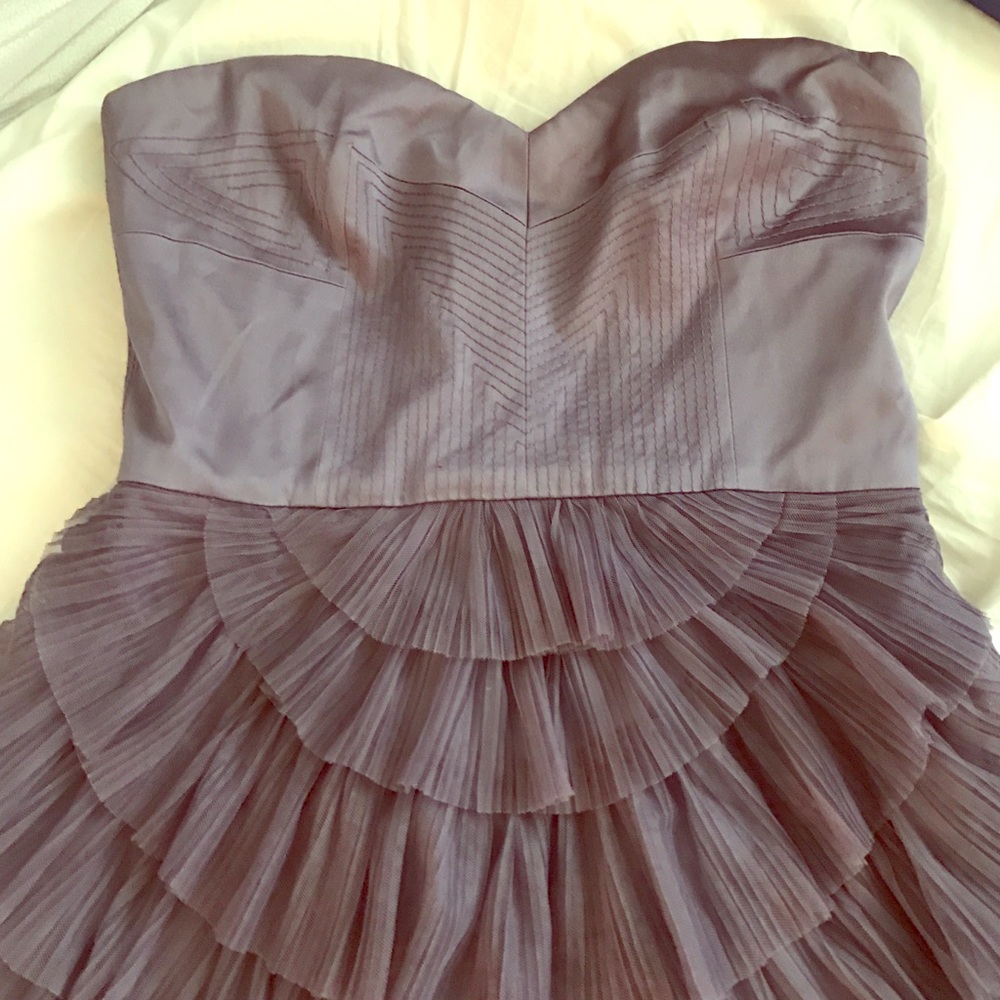 BCBG purple cocktail dress. Ruffled skirt
