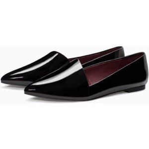 Zara patent leather asymmetrical slip on loafers