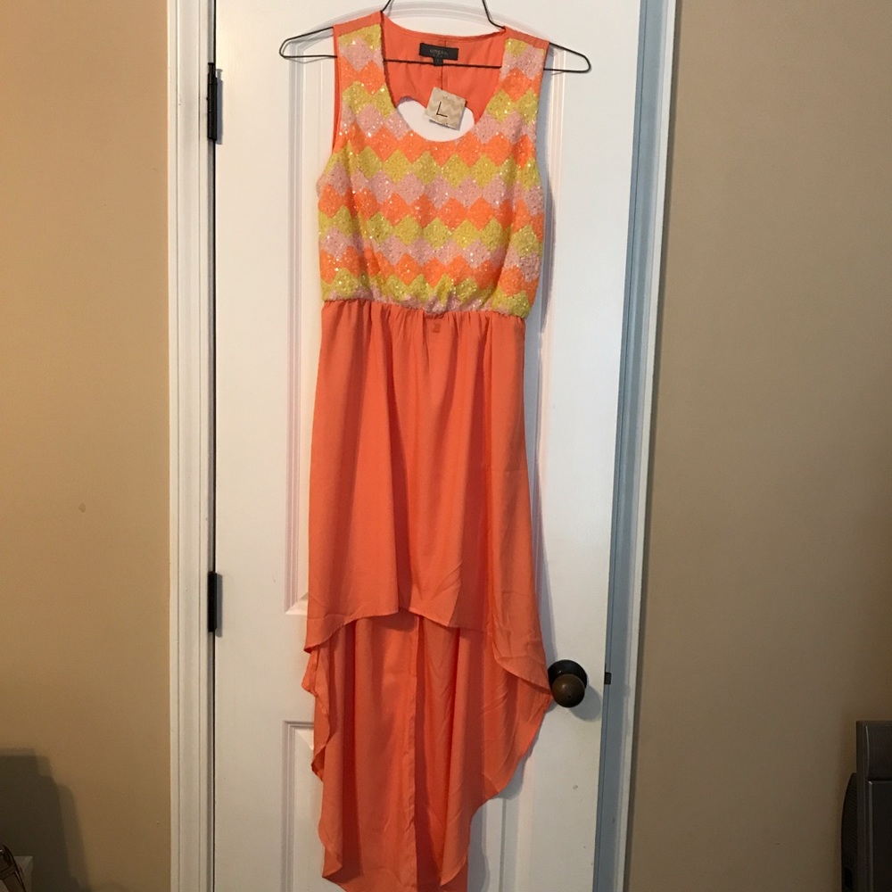 A high-low hem chevron dress