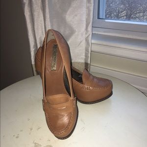 Banana Republic brown leather loafer heels