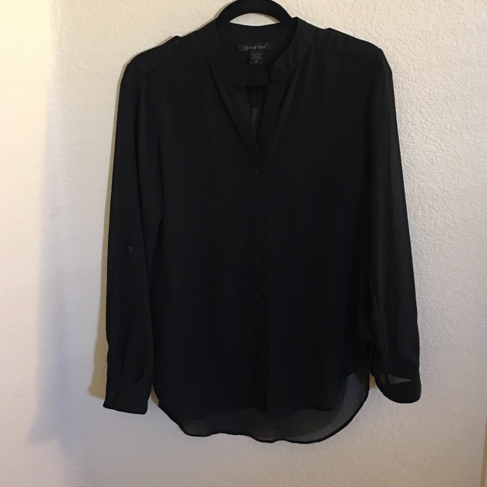 Black polyester button up