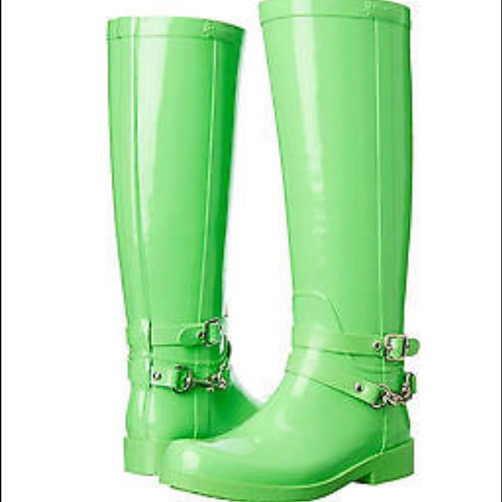 Coach rain boots. Green siZe 8