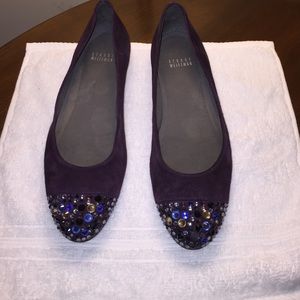 Stuart Weitzman plum suede jeweled flats 8.5 nice