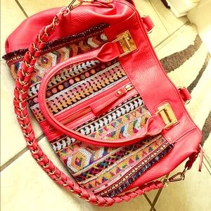 Sequin coral hobo bag with gold accents