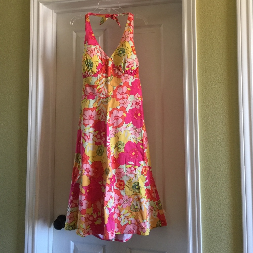 Multi colored halter dress