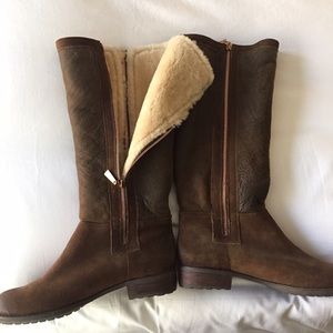 NWOT MATT BERNSON SHEARLING LINED SUEDE TALL BOOTS