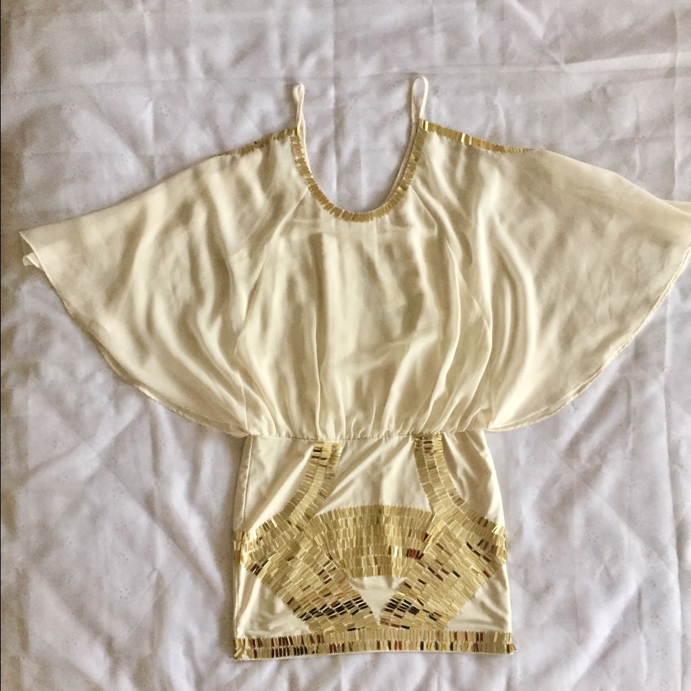Cream & Gold Sequin Dress