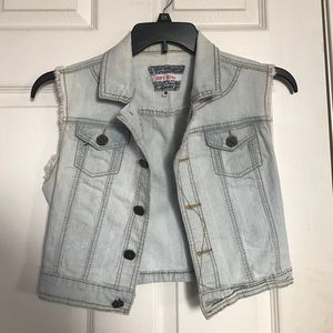 light wash denim vest