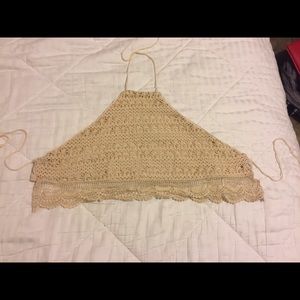 Backless crochet halter top